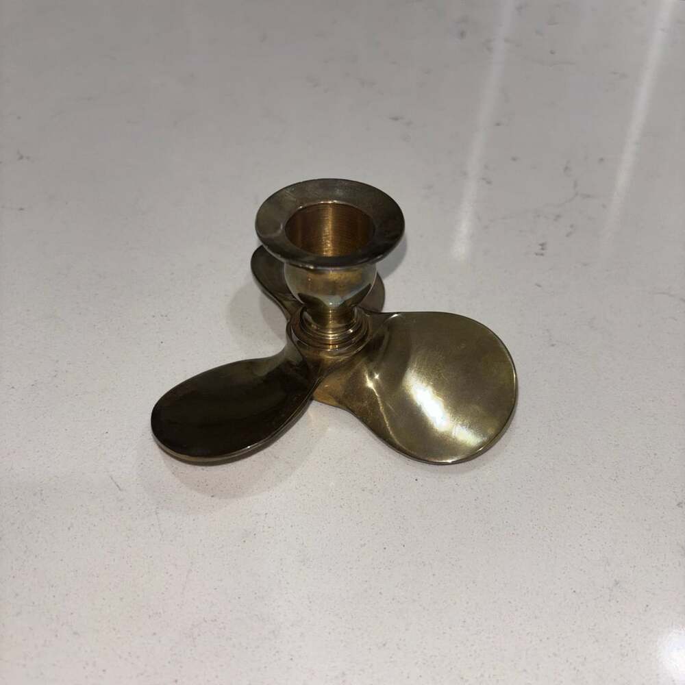 Vintage Brass Boat Propeller Candlestick Holder Nautical Decor